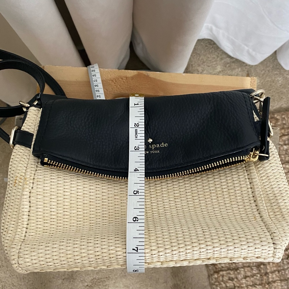 Kate Spade New York Leather and Basketweave Satchel with Crossbody Strap - Picture 16 of 16